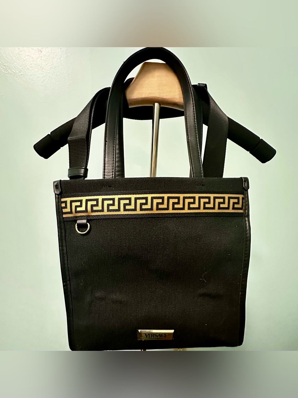 Versace Fragrances Black Canvas Tote Bag with Crossbody Strap. Like New. GWP